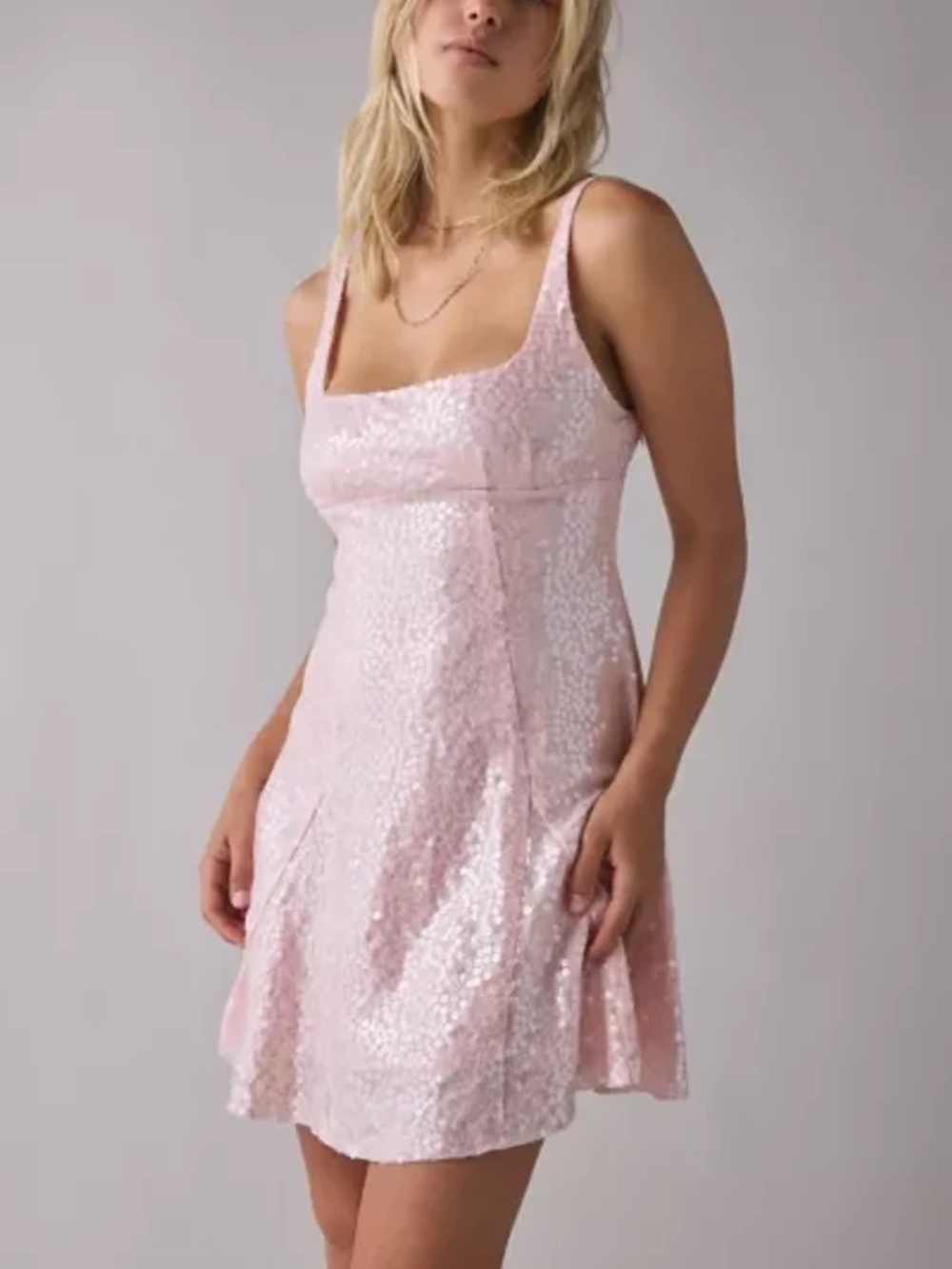 NEW UO Liv Sequin Open Back Fit-And-Flare Mini Dress M Urban Outfitters Floral